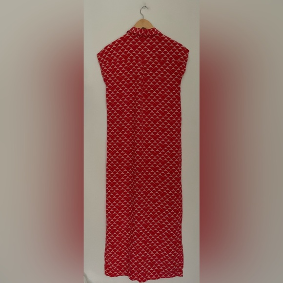 Club Monaco Silk Sleeveless Shirt Dress Red - Picture 8 of 8